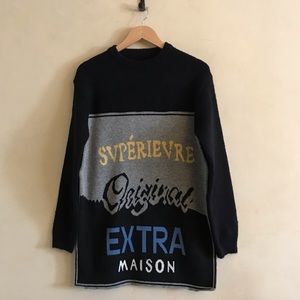 Unbranded Black & Gray Graphic Knit Sweater - Extra Maison